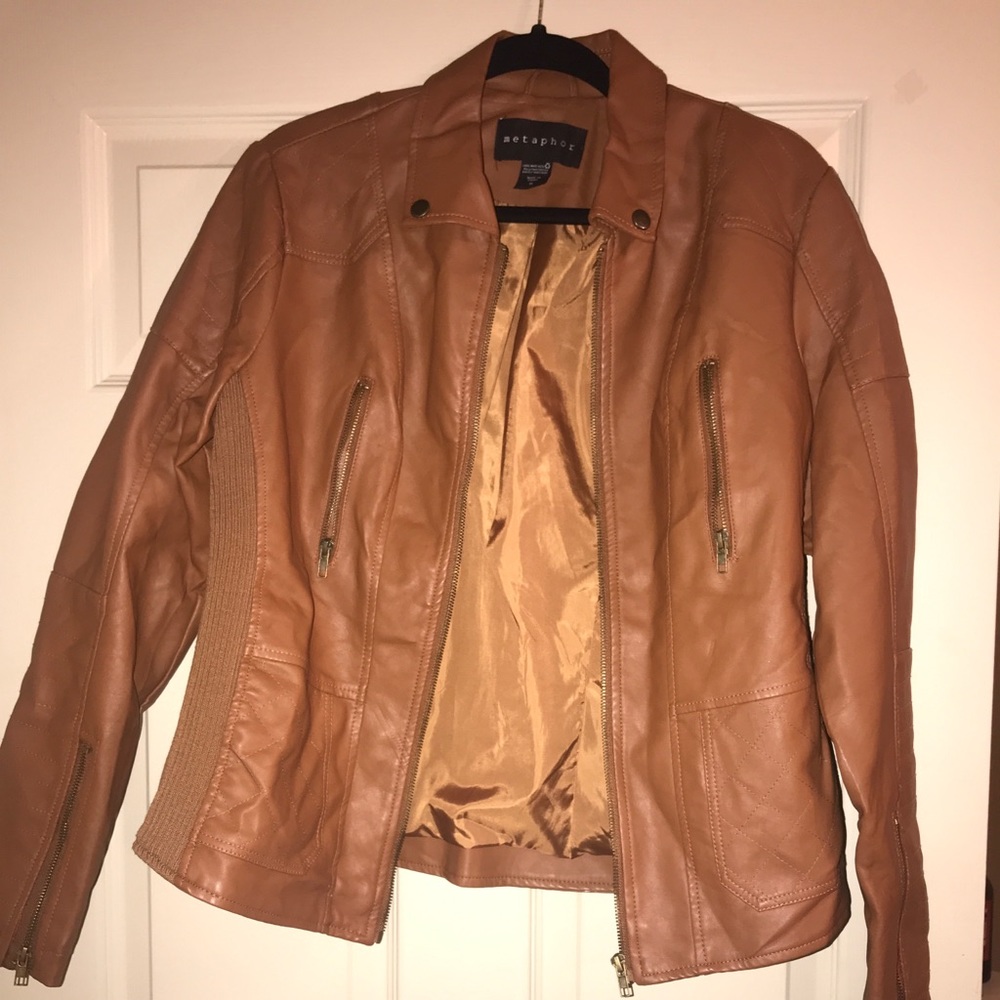 Tan leather jacket